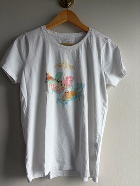 J. Crew White Collector Tee with Dog Relaxing Print